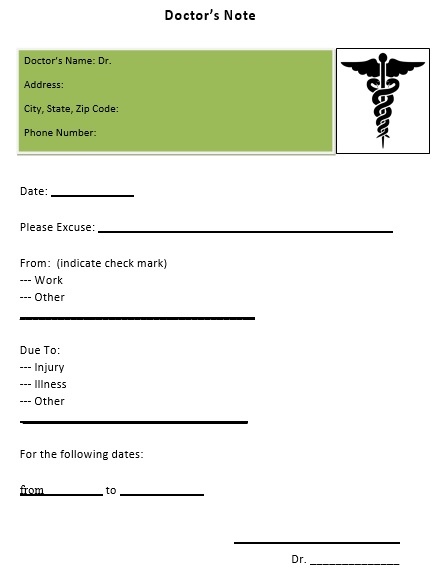 Fake Doctors Note Template Fill In For Work