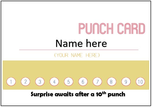 free printable punch card template