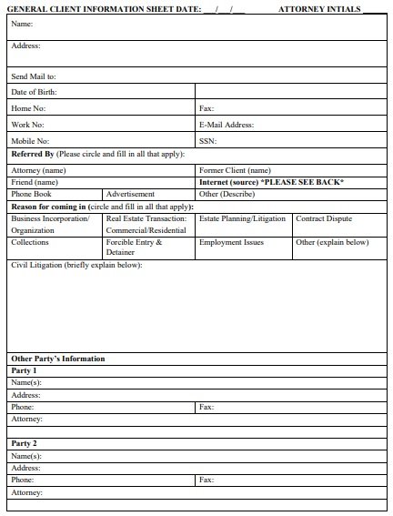25+ Client Information Sheet Templates [Word, PDF] » TemplateData