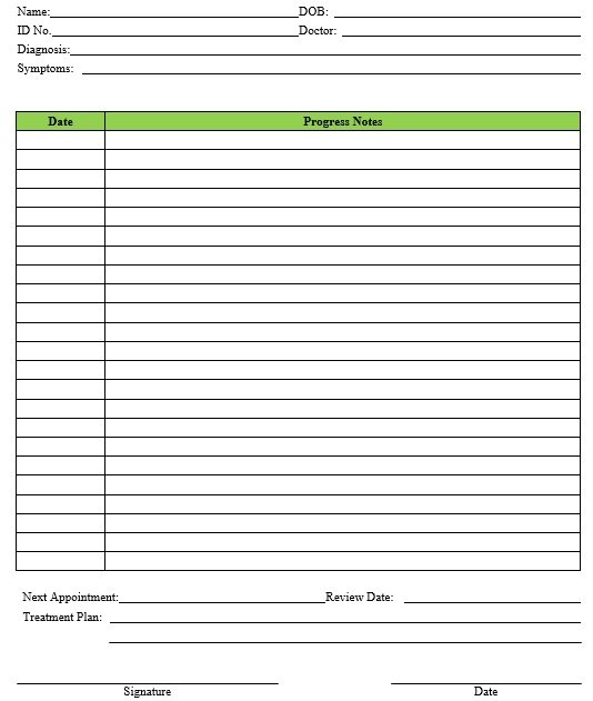 Free Printable Progress Notes Template 4852