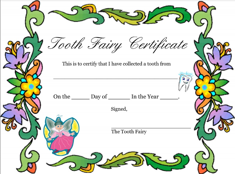 20 Free Tooth Fairy Certificate Template Word PDF TemplateData