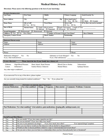 30+ Printable Medical History Form Templates [Word, PDF] » TemplateData