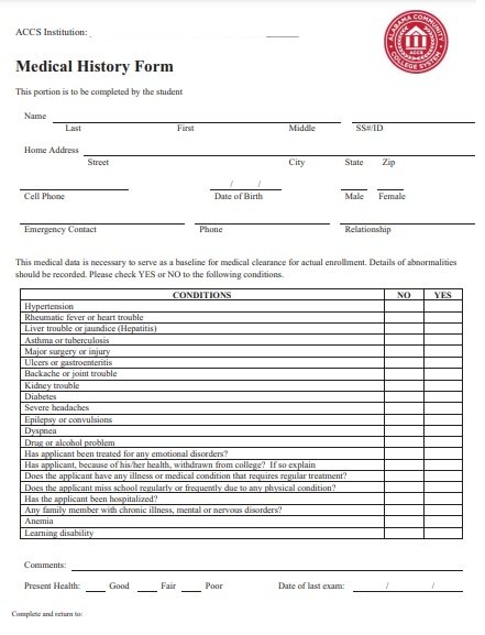 30 Printable Medical History Form Templates Word Pdf Templatedata 7921