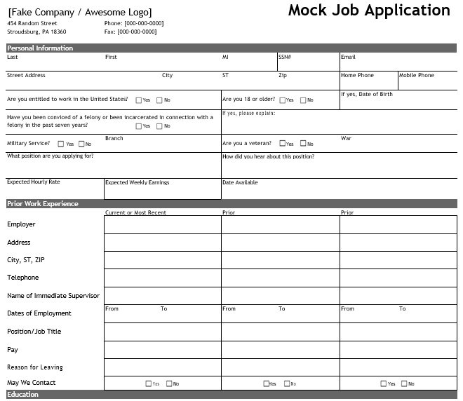 Free Employment Application Templates [Word, Excel] » TemplateData