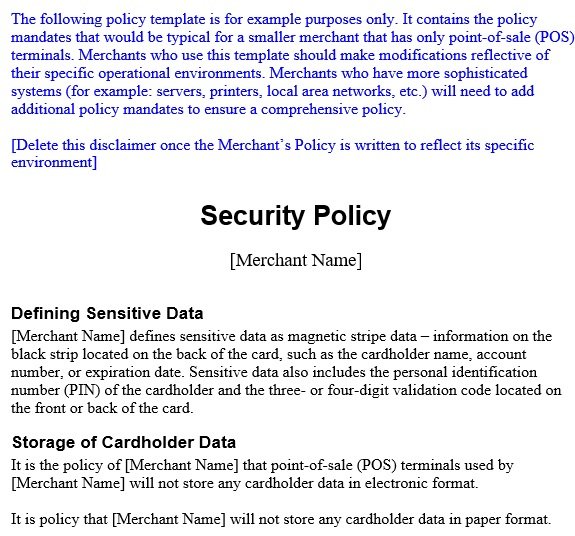 Information Security Policy Template For Startups