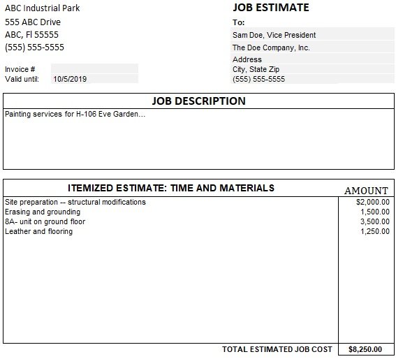 18 Free Painting Estimate Templates [Excel, Word, PDF] » TemplateData