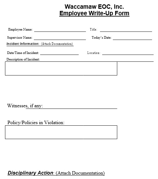 free employee write up form 2
