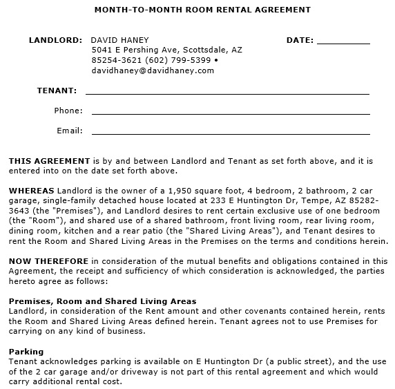 free room rental agreement template 6