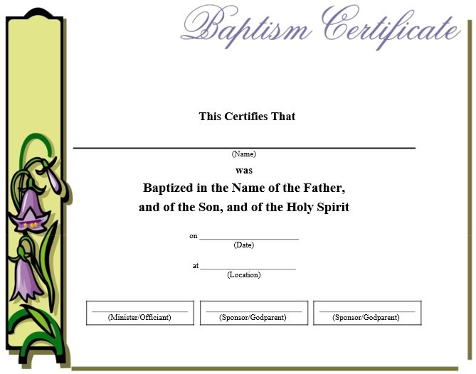 Free Baptism Certificate Templates Ms Word Templatedata