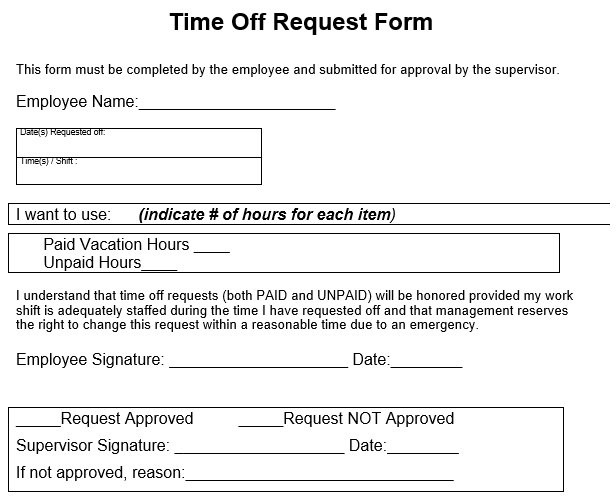 Free Employee Time off Request Forms & Templates (Word) » TemplateData