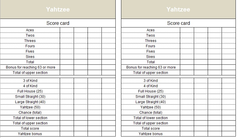 free yahtzee score sheet 2