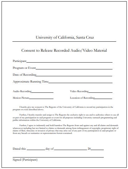 consent to release recorded audio or video material