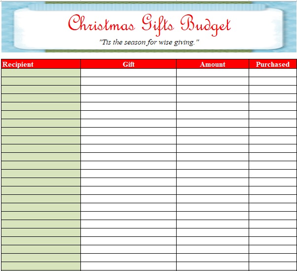 fillable christmas budget template