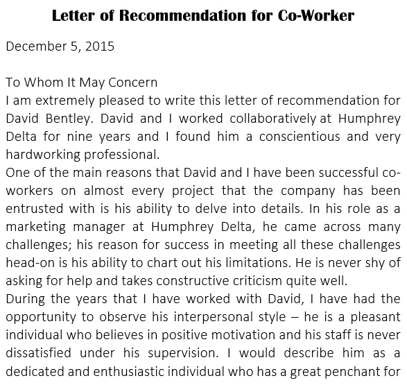 Best Letter of Recommendation For Coworker (Samples & Examples)