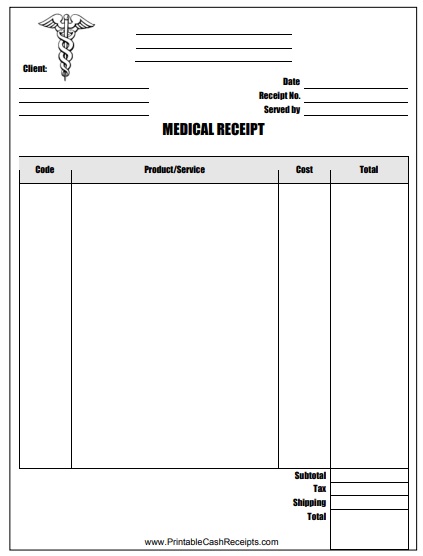 official medical receipt template