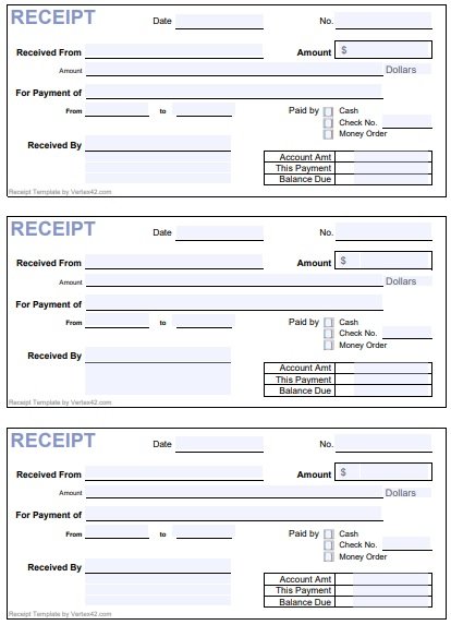 Printable Cash Payment Receipt Templates (Excel, Word, PDF) » TemplateData