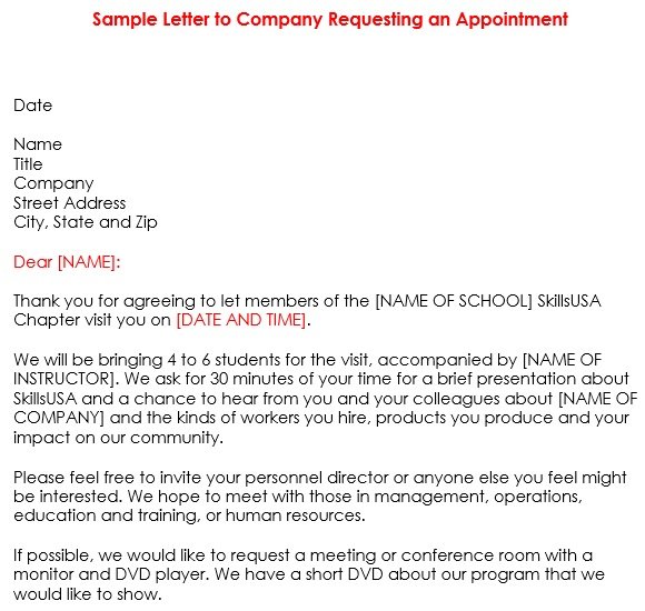 Free Meeting Appointment Request Letters (Word, PDF) » TemplateData