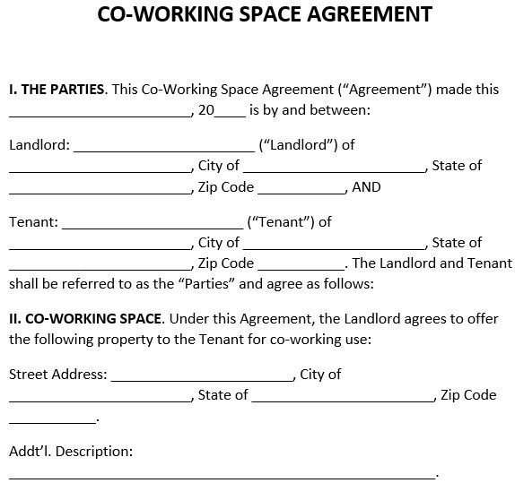 coworking space lease agreement