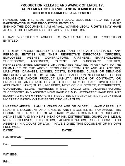 general release of liability waiver form