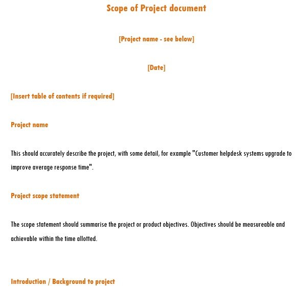 free scope of work template 1