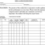 weekly academic progress report template