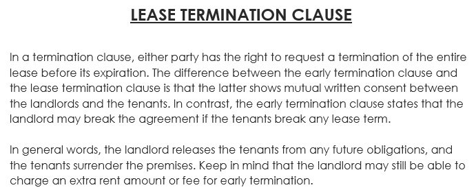 lease termination clause example